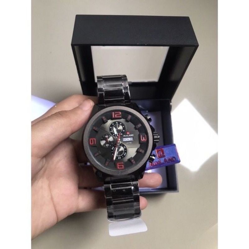 Jam Tangan Stainless Steel Pria Auxland Murah - Hitam | Meiskinglow