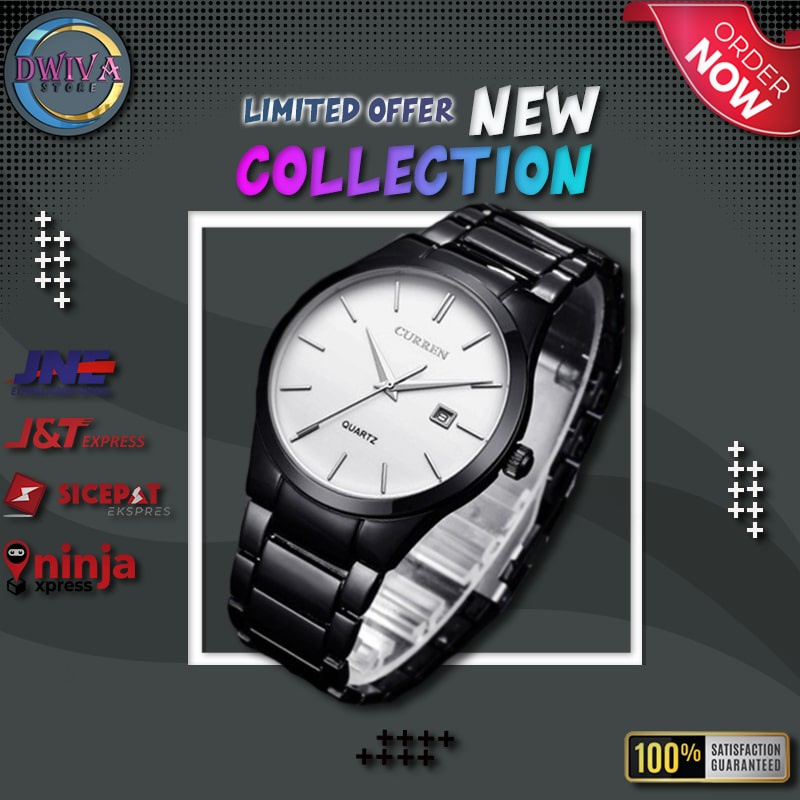 Jam Tangan Curren Original 8106 Stainless Steel Analog Mewah keren