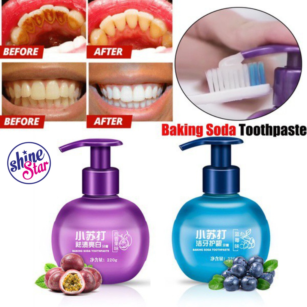 SHINE STAR - [ COD ] Pasta Gigi Baking Soda Ampuh Memutihkan Gigi Kuning Instan Putih &amp; Membersihkan Karang Gigi / Pemutih Gigi