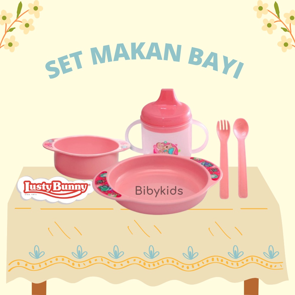 Tempat Makan Bayi Lusty Bunny Set Peralatan Makan Anak 5 In 1 Feeding Set Murah Lengkap Alat Makan Baby