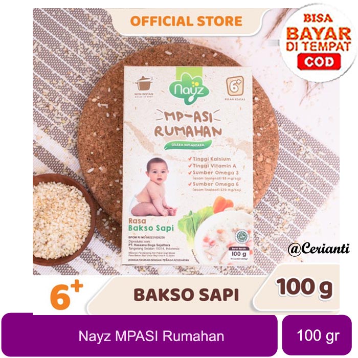 [MPASI RUMAHAN] Nayz Bubur MPASI Nusantara Rasa Bakso Sapi 100gr_Cerianti