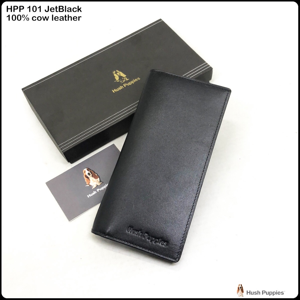 dompet kulit hushpuppies 101 jetblack replica premium bahan kulit sapi dompet murah panjang