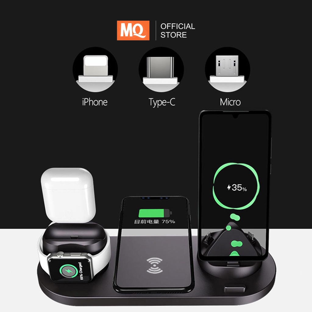 MQ Wireless Charger Dock 6 In 1 Fast Charging Stand Universal