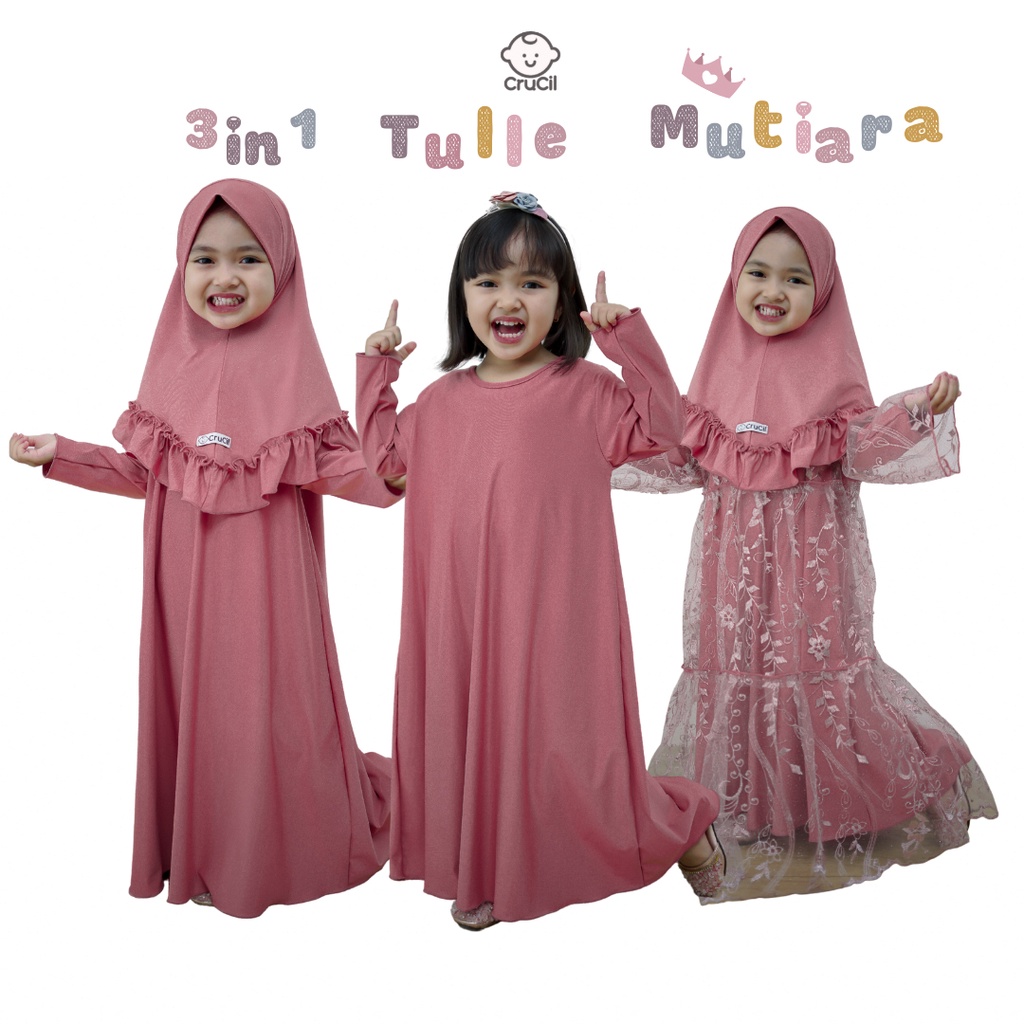 crucil 3in1 gamis tulle mutiara MOMMY