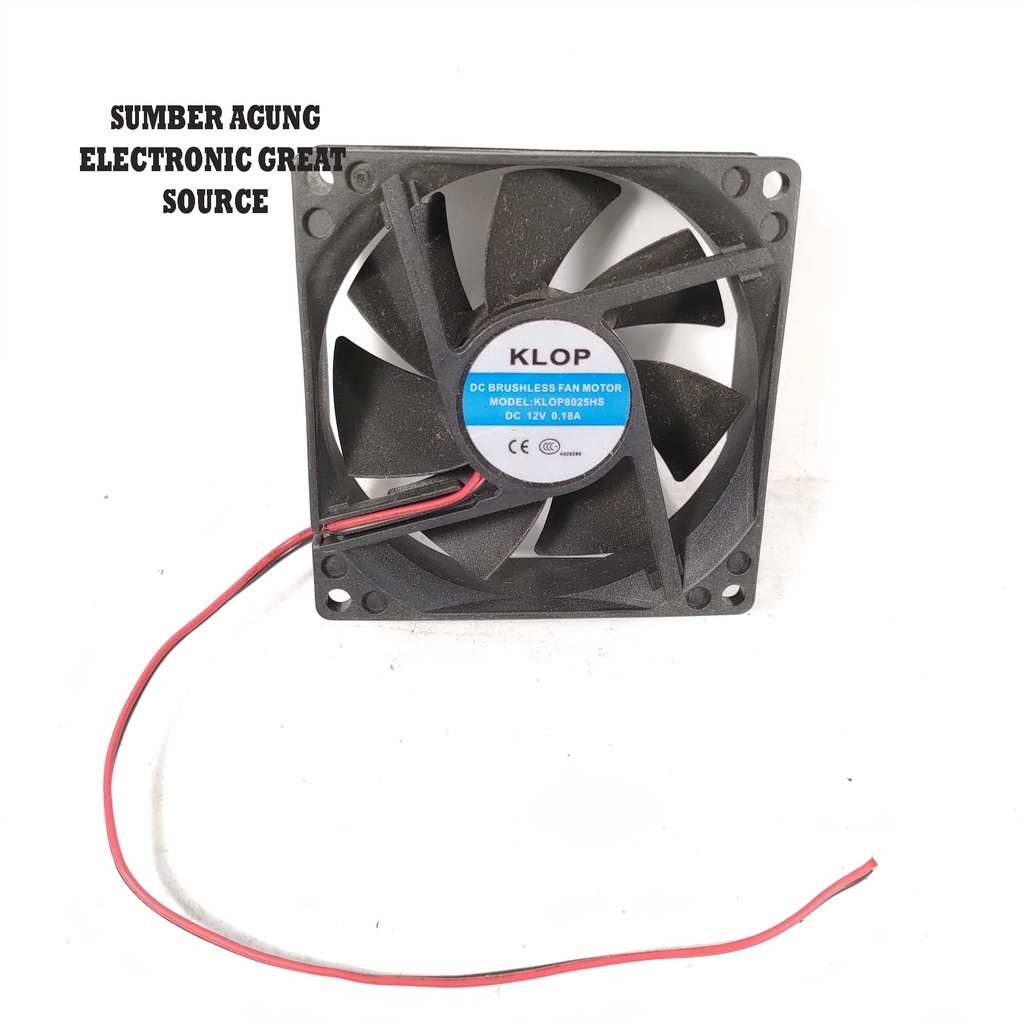 Klop Kipas 12x12 AC 220V 12cm Plastic Fan Listrik Hitam Berkualitas