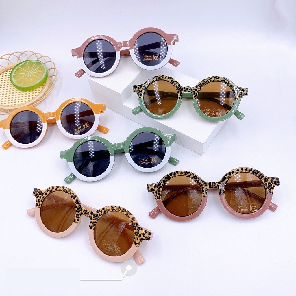 T&amp;Y Kacamata Anak Perempuan Bulat Leopard Korea Fashion Lucu 6683 Kaca Mata Laki Laki Hitam Gradasi Macan High Quality Kids Sunglasses Murah Import