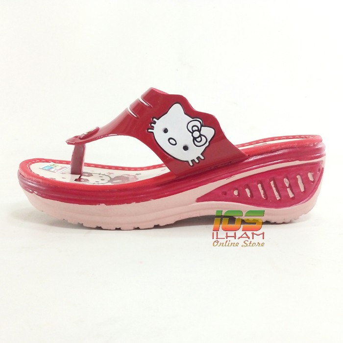 Sandal Jepit Anak Wedges NINNDY Hello Kitty Hak 4,5cm Size 26-35 Merah