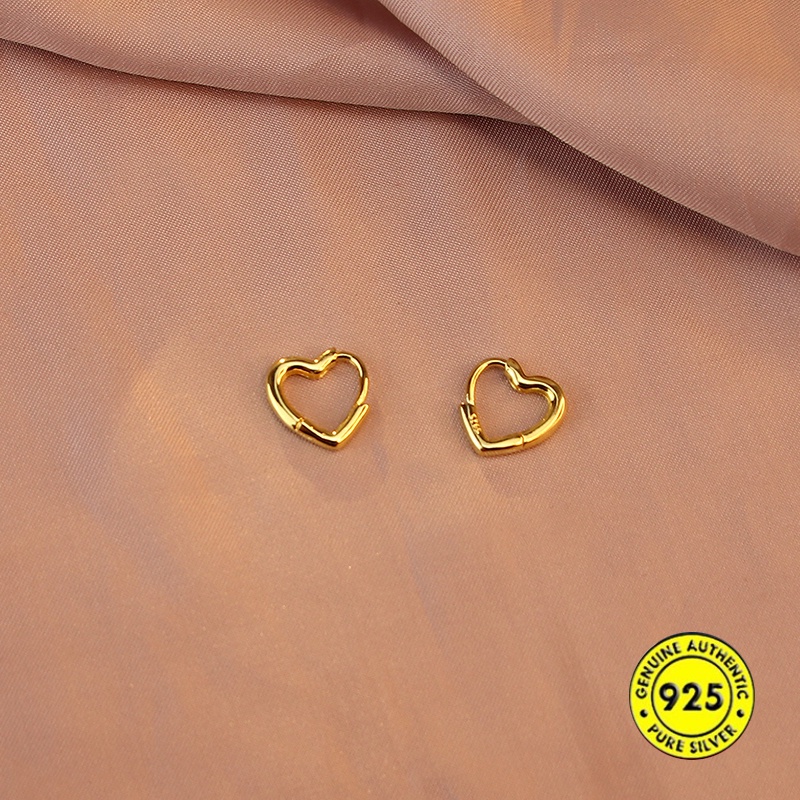 Anting Klip Bentuk Hati Bahan S925 Silver Gaya Korea Untuk Wanita