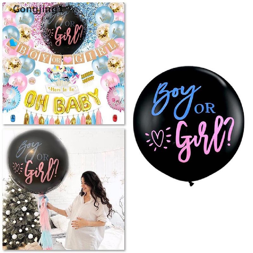 Gongjing1 Balon Confetti Bahan Latex Warna Hitam Untuk Baby Shower