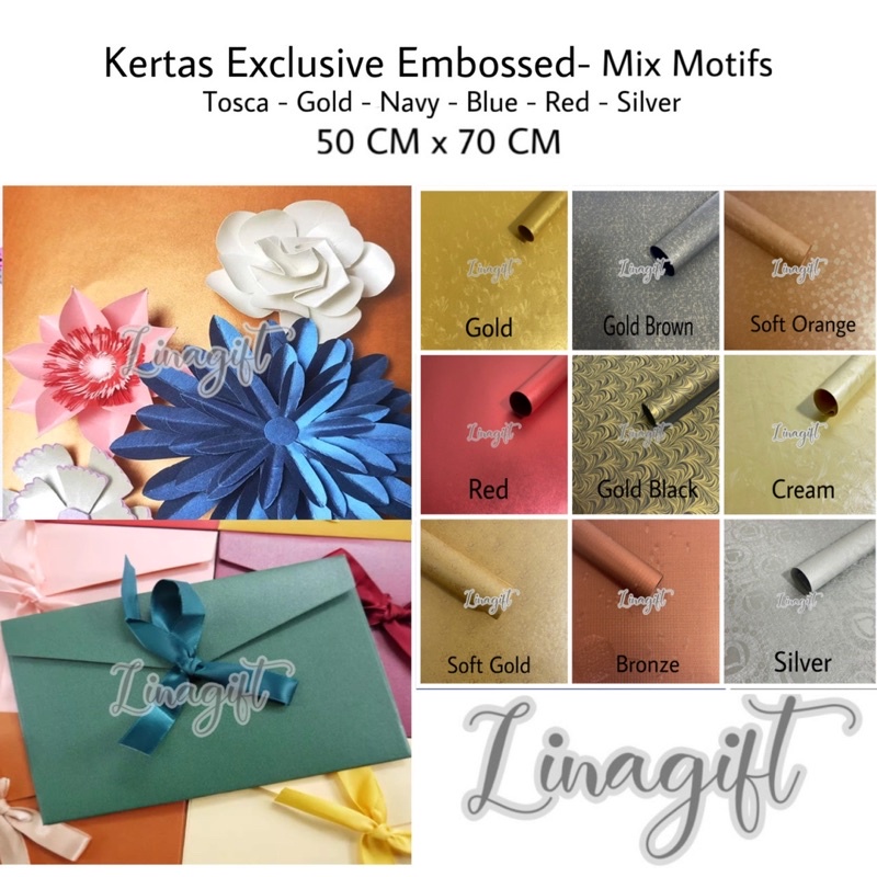 KERTAS EXCLUSIVE EMBOSSED MIX MOTIFS -  BIRU TOSCA - GRAY SILVER - GIFT WRAP PEARL PAPER - KERTAS KADO EKSCLUSIF EMBOS TEXTURE 3D CLASSIC TIMBUL GOLD RED BRONZE SILVER IVORY MAROON FANCY CLASSIC EUSTHATIC