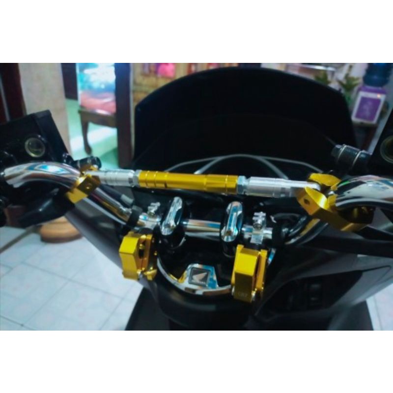 paket palang stang stabilizer stang + 2 pcs gantungan pcx150-pcx160 warna Gold