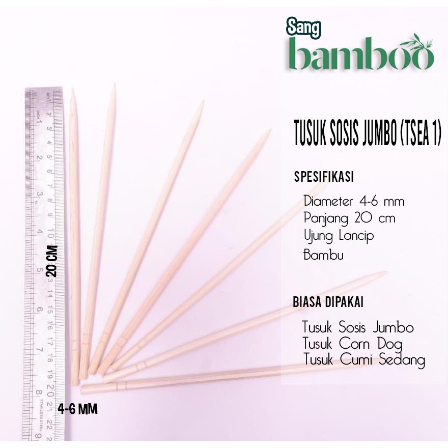 Tusuk CORNDOG isi 100 tebal 5 mm panjang 20 cm tusuk Hottang/Sosis JUMBO dari bambu untuk tusuk sate