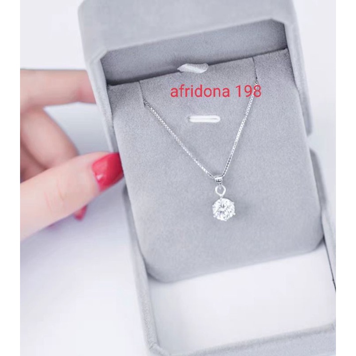 promo /Kalung Titanium Wanita Milano free Anting silver 1 pasangan Silver Permata bulat Cantik Anti 