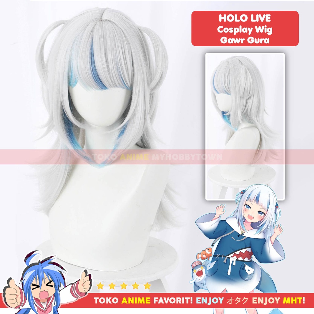 Wig Cosplay Anime Virtual Youtuber VTuber Holo Live : Gawr Gura - Rambut Palsu