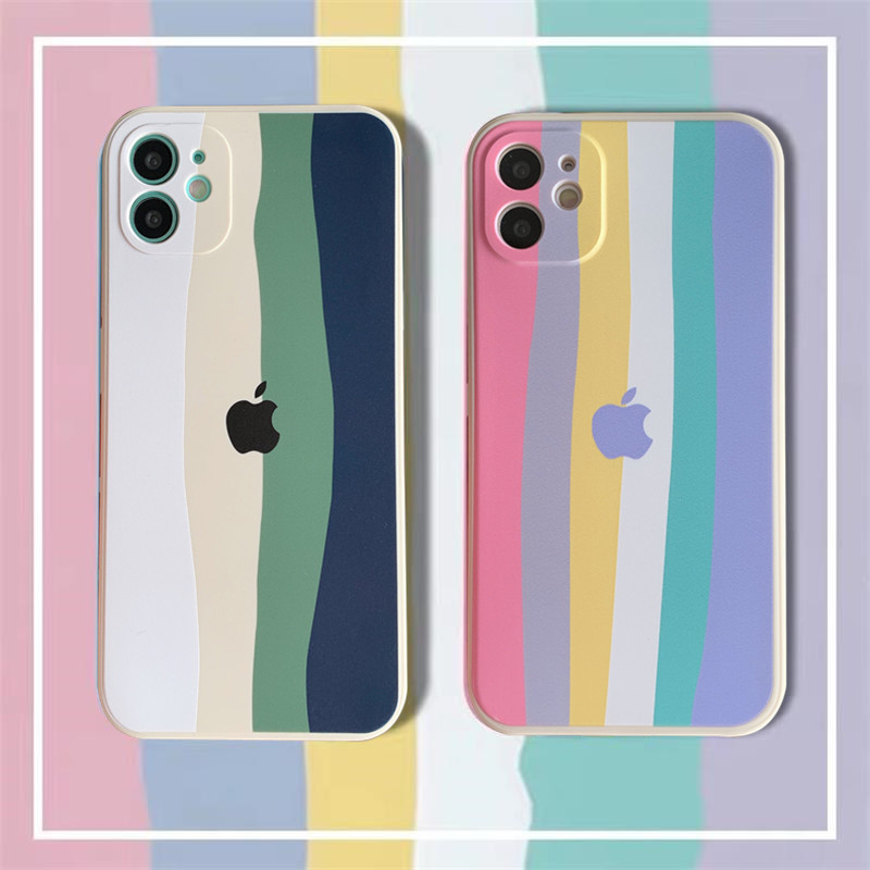 Soft Case Warna-Warni Pelangi Untuk Iphone 11 12 X Xr Xs Max 6 6s 7 8