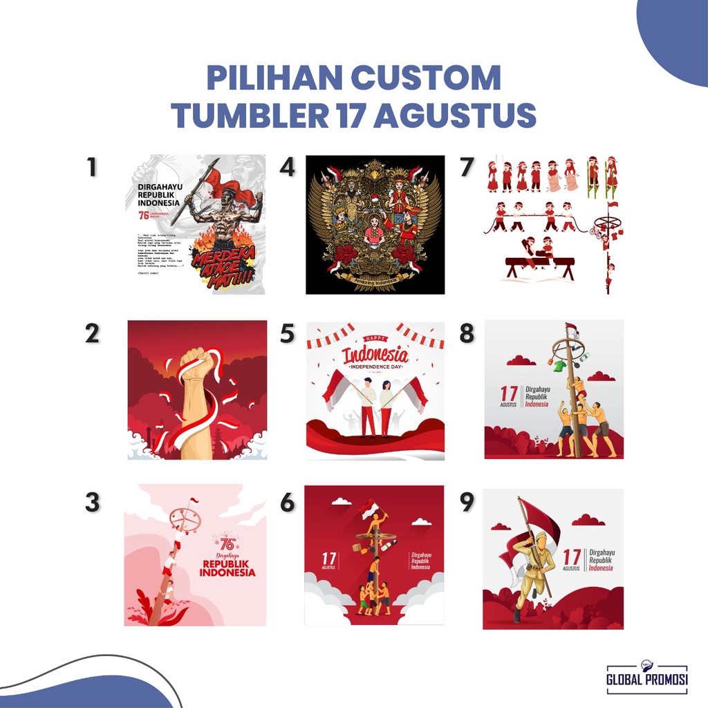 Pilihan Desain Tumbler Mug 17 Agustus Hari Kemerdekaan Indonesia