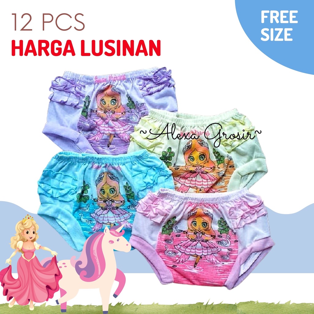 GROSIR 12 PCS Celana Smoke Pop Rempel Princess 2-3 Tahun / Celana Pop Anak Murah