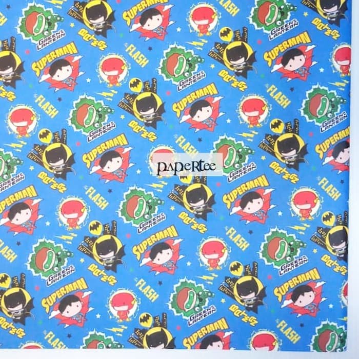 

eq134 Kertas Kado Biru Superman Batman Sampul Buku Wrapping Paper