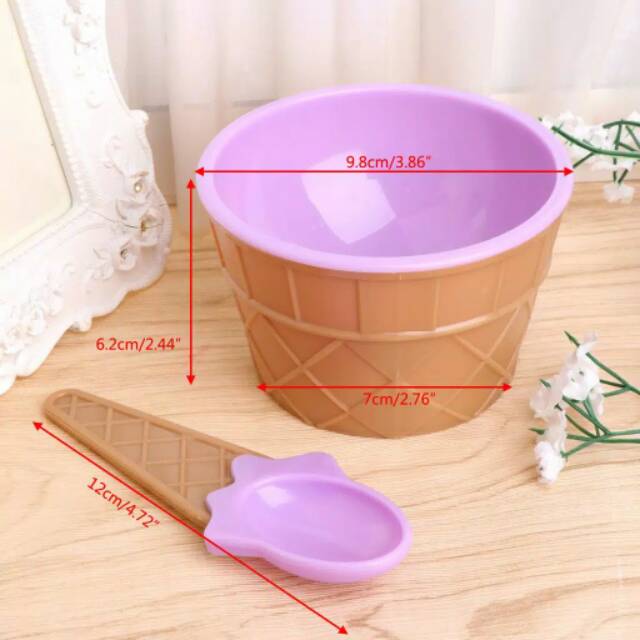 Mangkok Es Krim Ice Cream Bowl Set Dessert Bowl Salad Bowl Set Mangkok dan Sendok