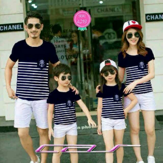  Baju  Couple  Family Sailor Navy 4219 Pakaian Fashion Anak 