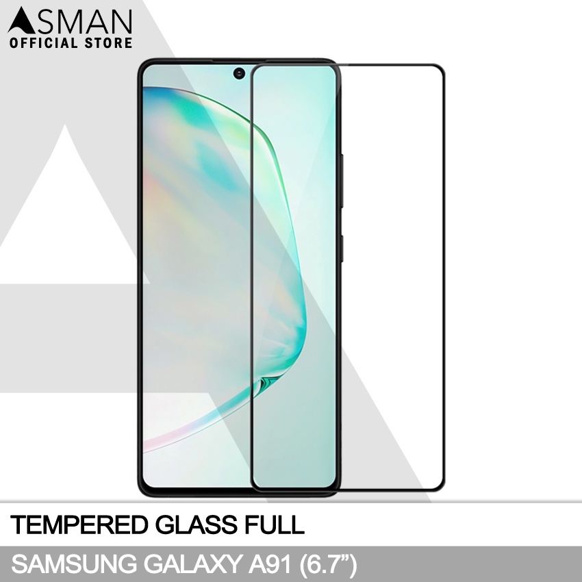 Tempered Glass Full Samsung Galaxy A91 (6.7&quot;) | Anti Gores Kaca - Hitam