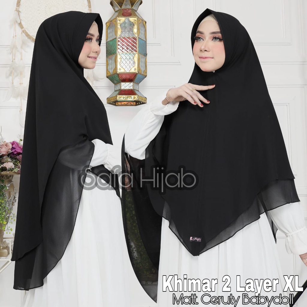 Khimar Ceruty Babydoll Jilbab khimar 2 Layer XL Ceruty Babydoll Khimar Grosir Termurah Safa Hijab