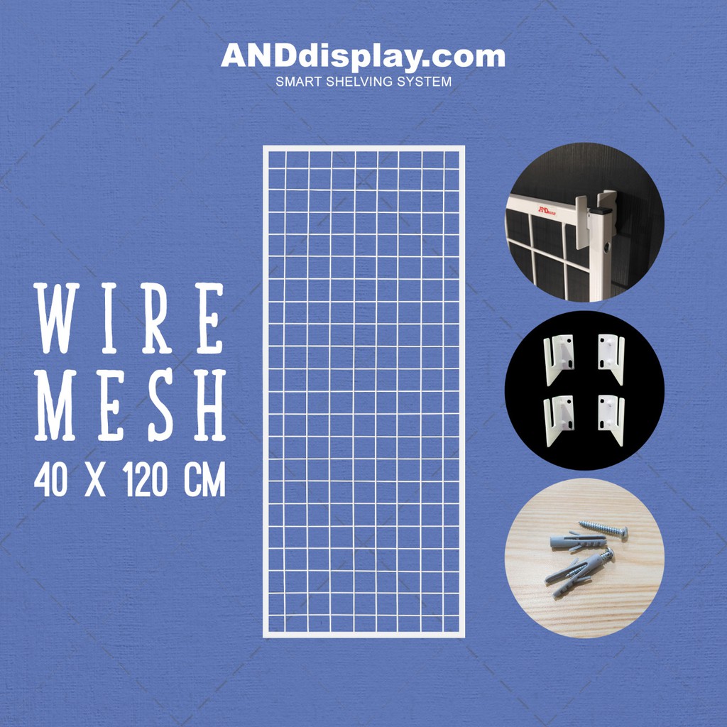 WIREMESH 40x120CM + H5 WALL PUTIH KAWAT RAM DINDING WIRE GRID