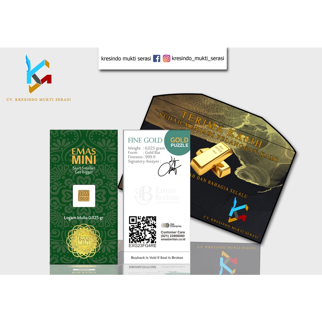 Emas Mini 0,025gr | Logam Mulia | Emas Murni 24k | Emas Mini Secure Card | 100% Ori + Kwitansi