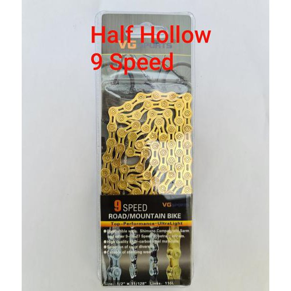 VG Sports  Rantai Sepeda 9 Speed Half Hollow Gold - Bicycle Chain - Rantai Sepeda Gold