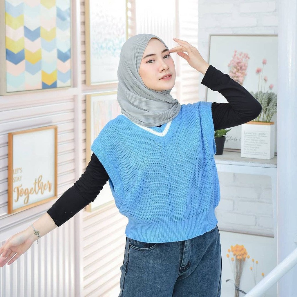 Nara Grosir - Vivi List Vest | Fashion Terkini | Sweater Termurah