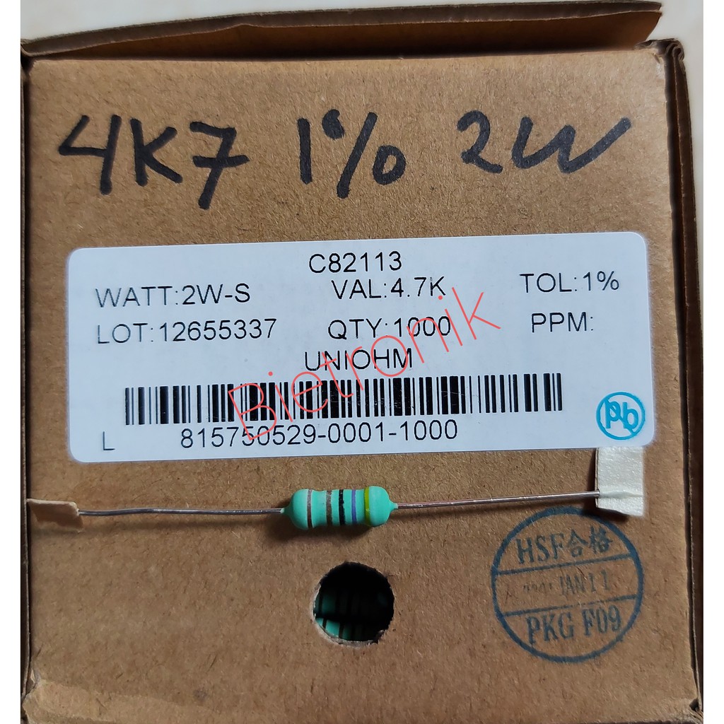 Resistor 4K7 4.7K Ohm 2W 1% Metal Film