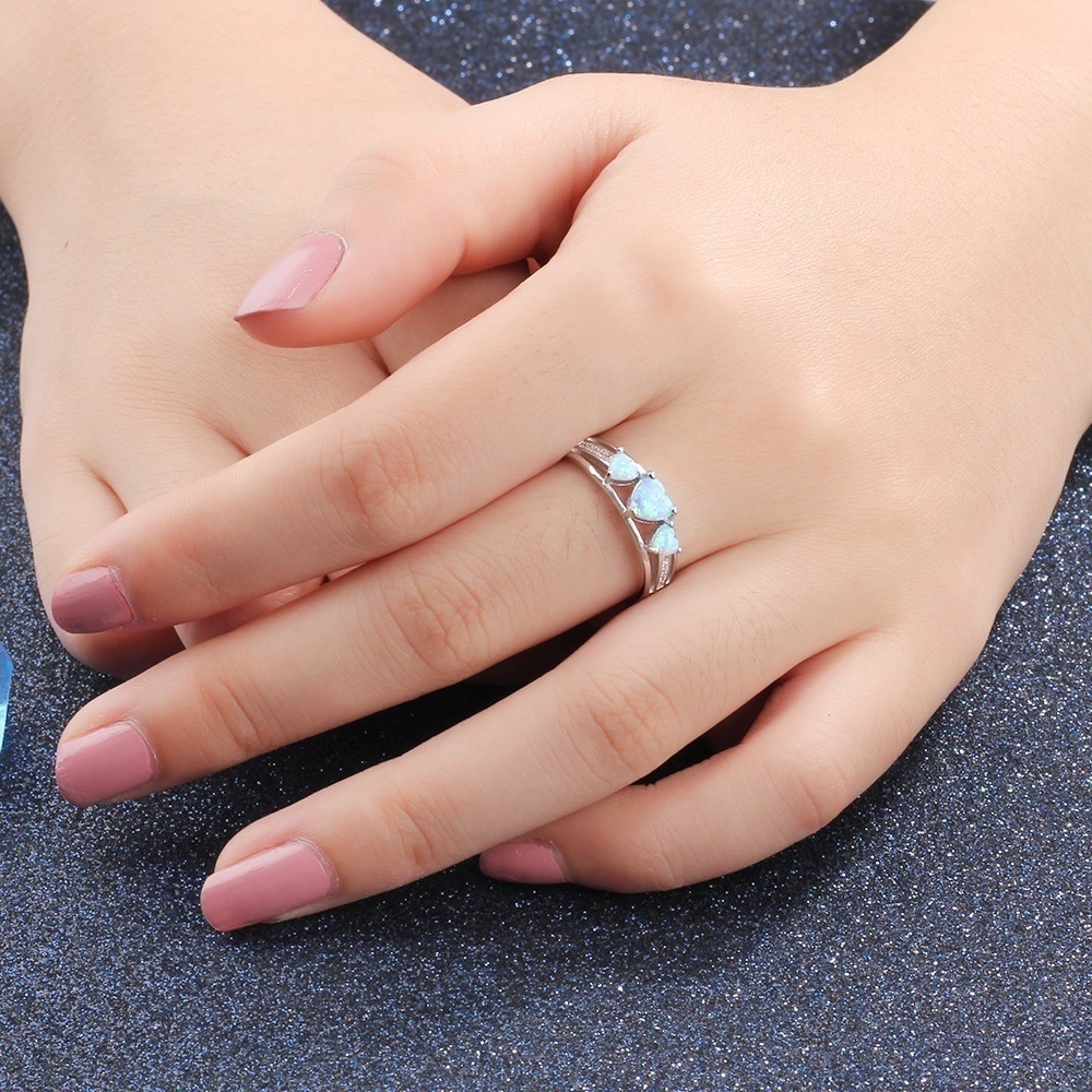 New style ring Three hearts multicolor opal fashion women's ring