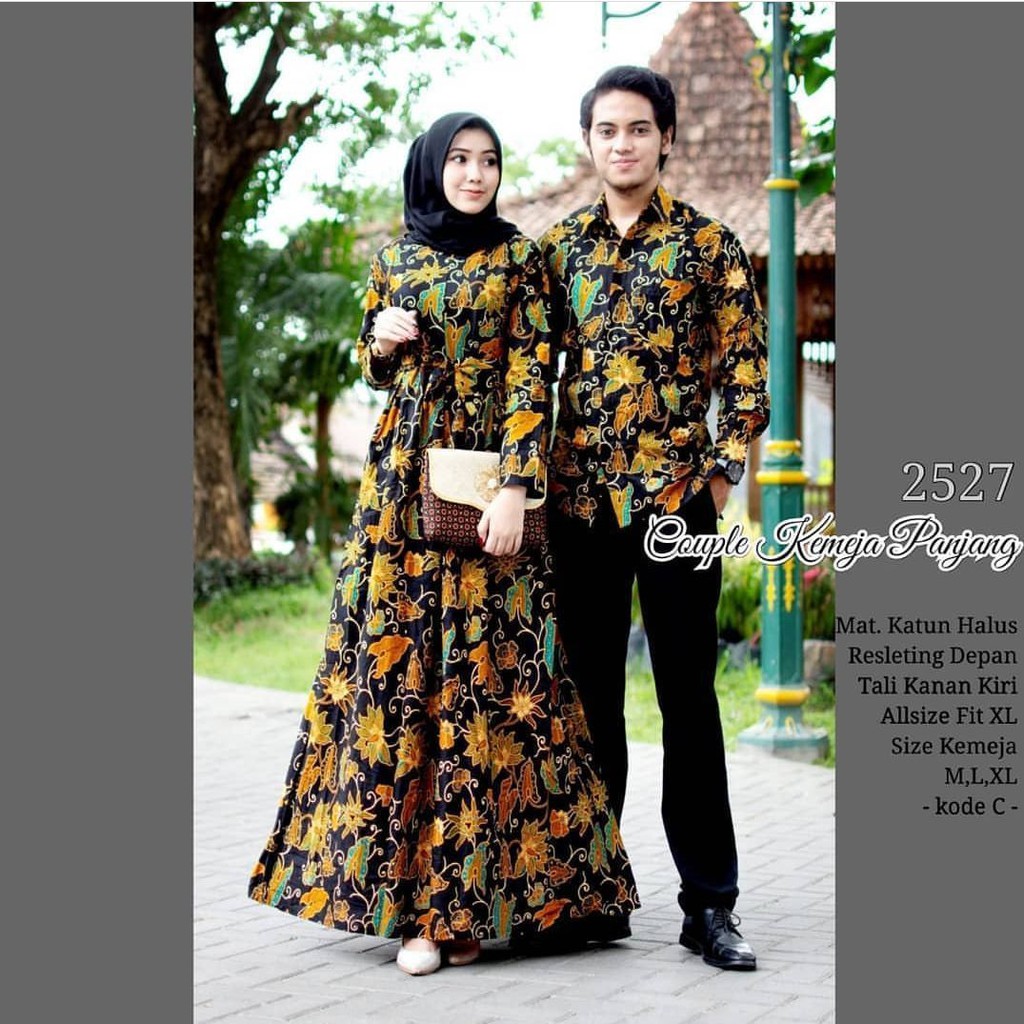 CP012 baju couple KEMEJA  GAMIS batik grosir seragam pasangan keluarga