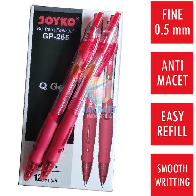 

Gel Pen Klik JOYKO GP-265 Q GEL (Merah) 0.5 mm PROMO
