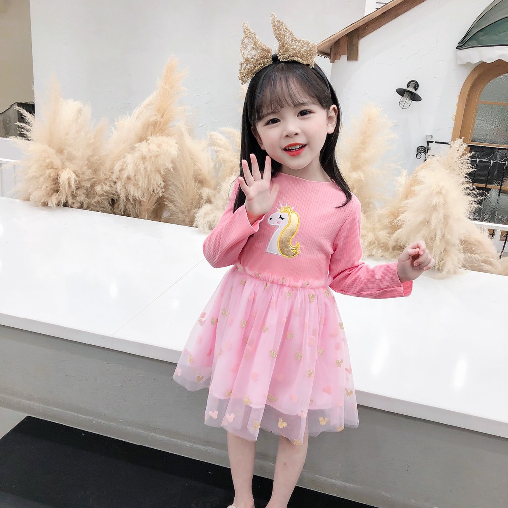 HappyOliver DRESS UNICORN MKY EBV Baju Dress Anak Perempuan Import 6 bulan - 6 Tahun/Dress Bayi Perempuan/Gaun Bayi Perempuan/Dress Pesta/Dress Bayi