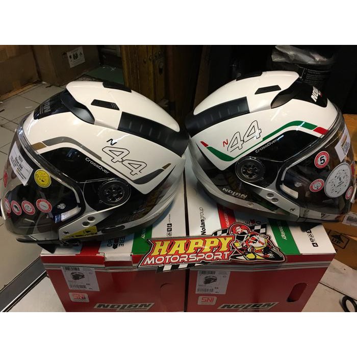 HELM CLIP ON NOLAN ITALY SNI N44 EVO CROSS OVER PUTIH SIZE M L XL XXL