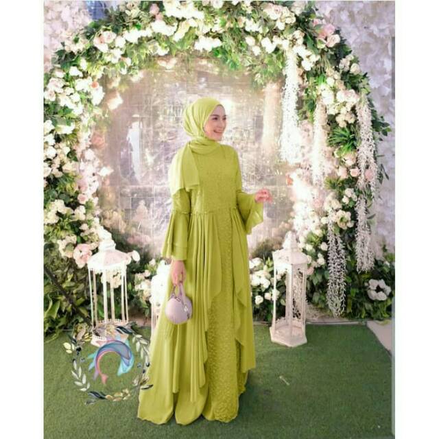 Maxi clemira lime baju gamis wanita terbaru
