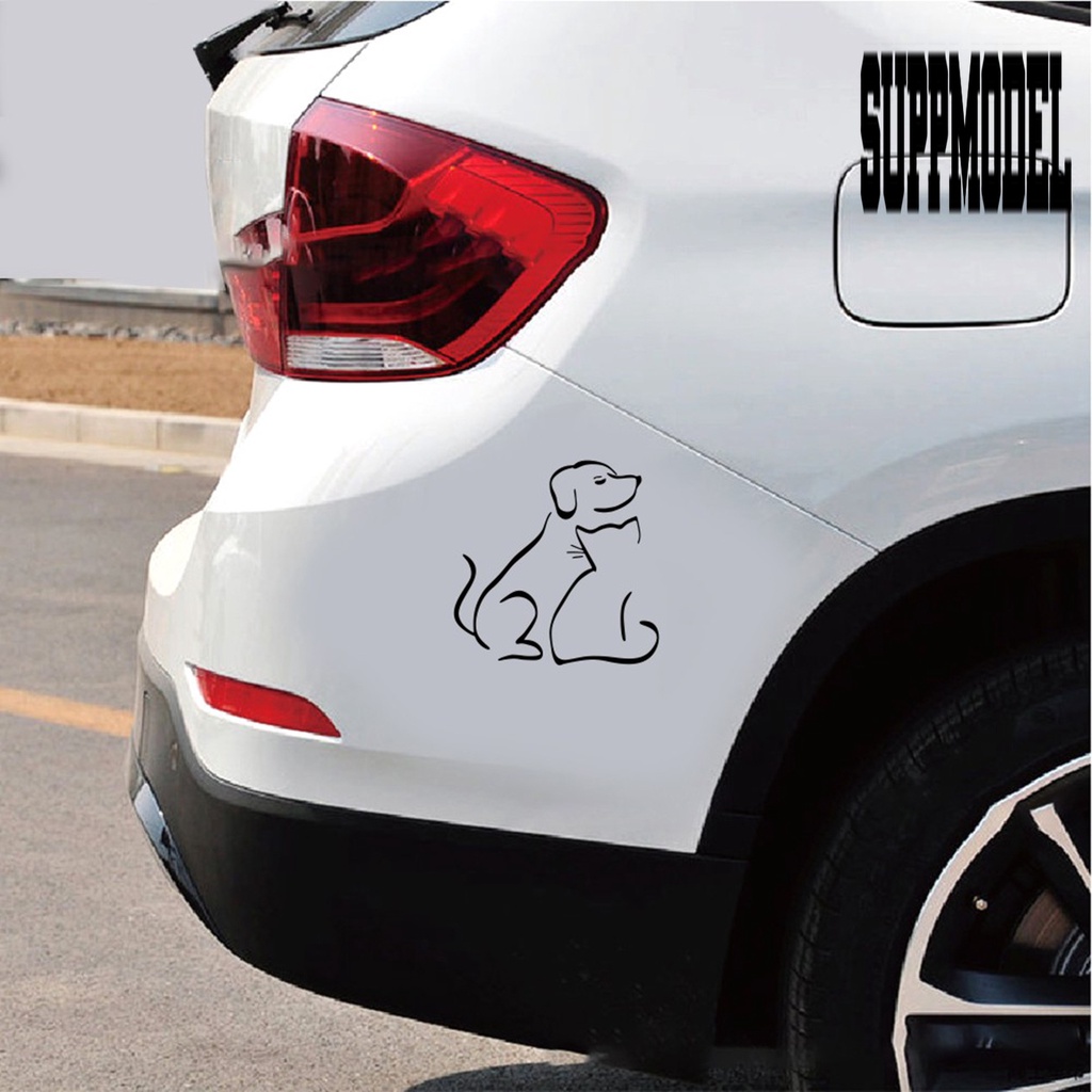 Stiker Mobil Motif Anjing / Kucing Bahan Vinyl