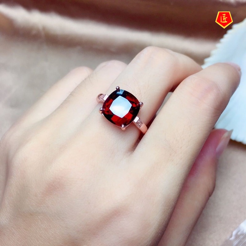 [Ready Stock]Elegant Personality Garnet Moissanite Ring