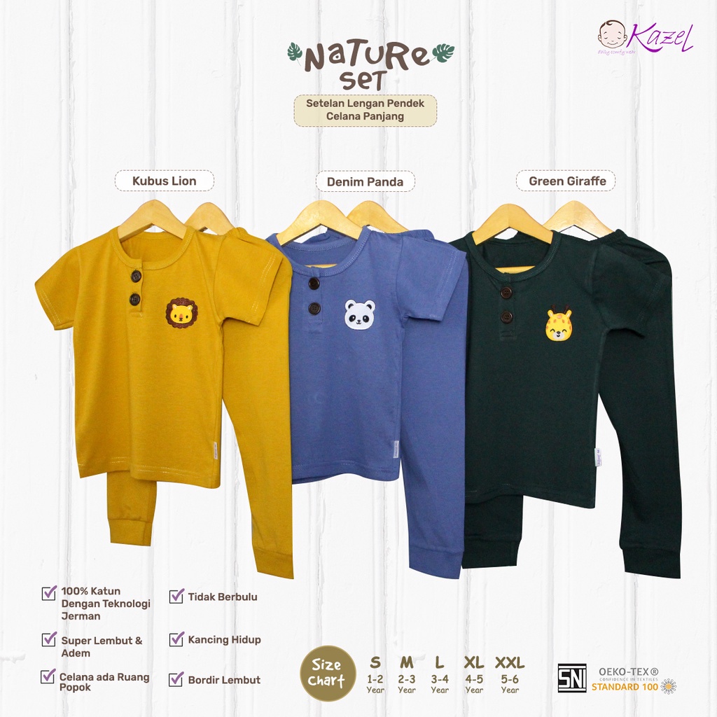 NEW ITEM KAZEL NATURE SET BORDIR SETELAN LENGAN PENDEK CELANA PANJANG PAKAIAN BAJU ANAK 1 - 6 TAHUN