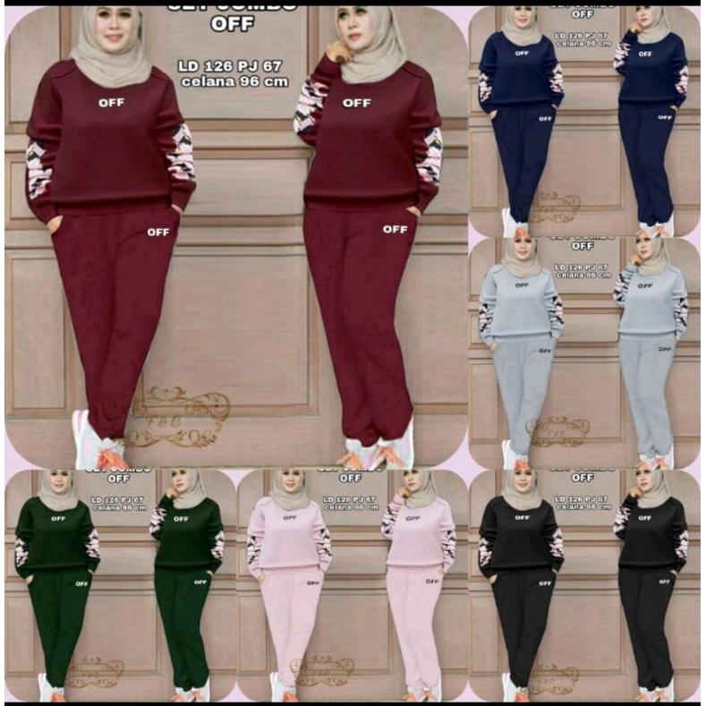 SETELAN BAJU OLAHRAGA WANITA JUMBO CELANA TRAINING