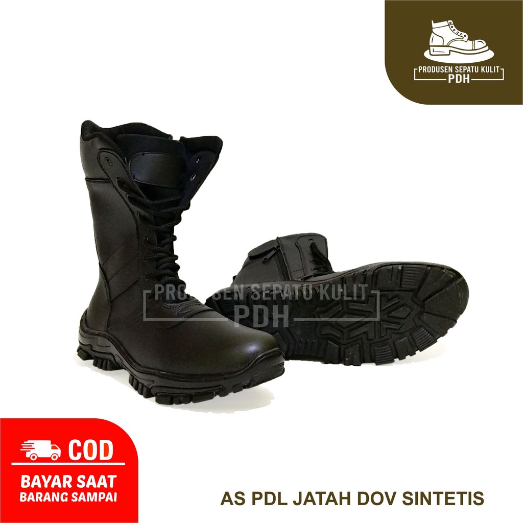 SEPATU PDL JATAH KULIT HITAM DOFF RESLETING TNI AD POLRI SATPAM SECURITY PDLG BIG SIZE JUMBO