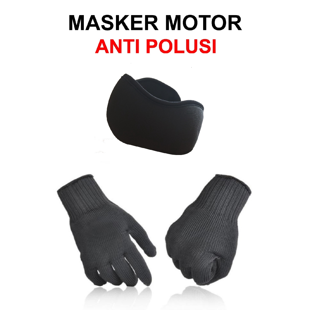 [BUNDLE] Sarung Tangan Kain Bintik Hitam Polos Multifungsi &amp; MASKER ANTI POLUSI!!!