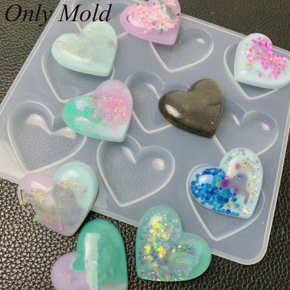 TOP 9 Cavity Bright Heart Charms Silicone Molds Love Gift Epoxy Cabochon