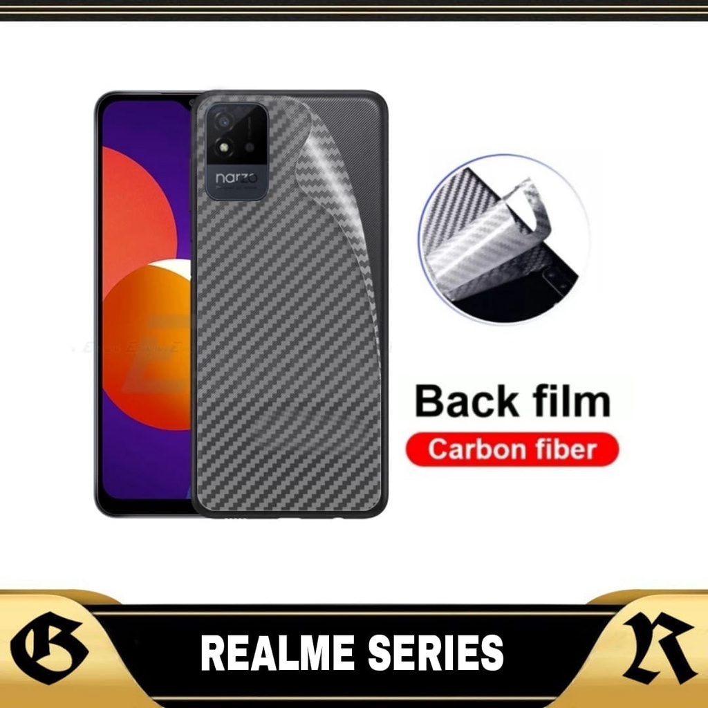 PROMO GARSKIN CARBON Realme Narzo 50a Narzo 50i Garskin Carbon Cover Pelindung Body Belakang