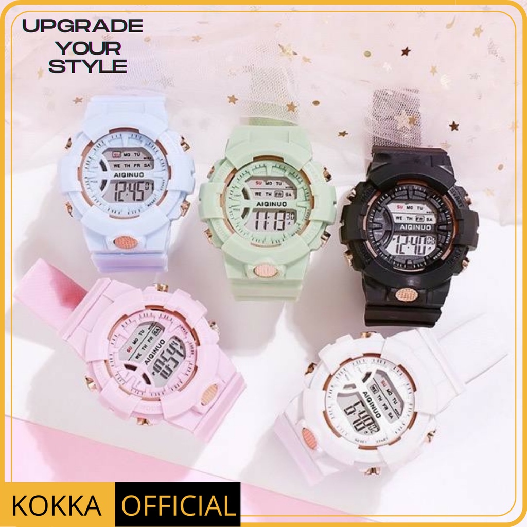 NEW JAM TANGAN PRIA WANITA DIGITAL RUBBER SPORT BULAT LED GROSIR MURAH COUPLE ANAK REMAJA IMPORT