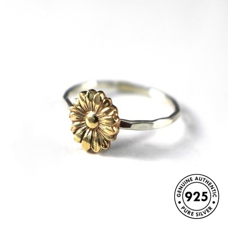 Cincin Sterling Silver 925 Lapis Emas 18k Mewah Untuk Wanita
