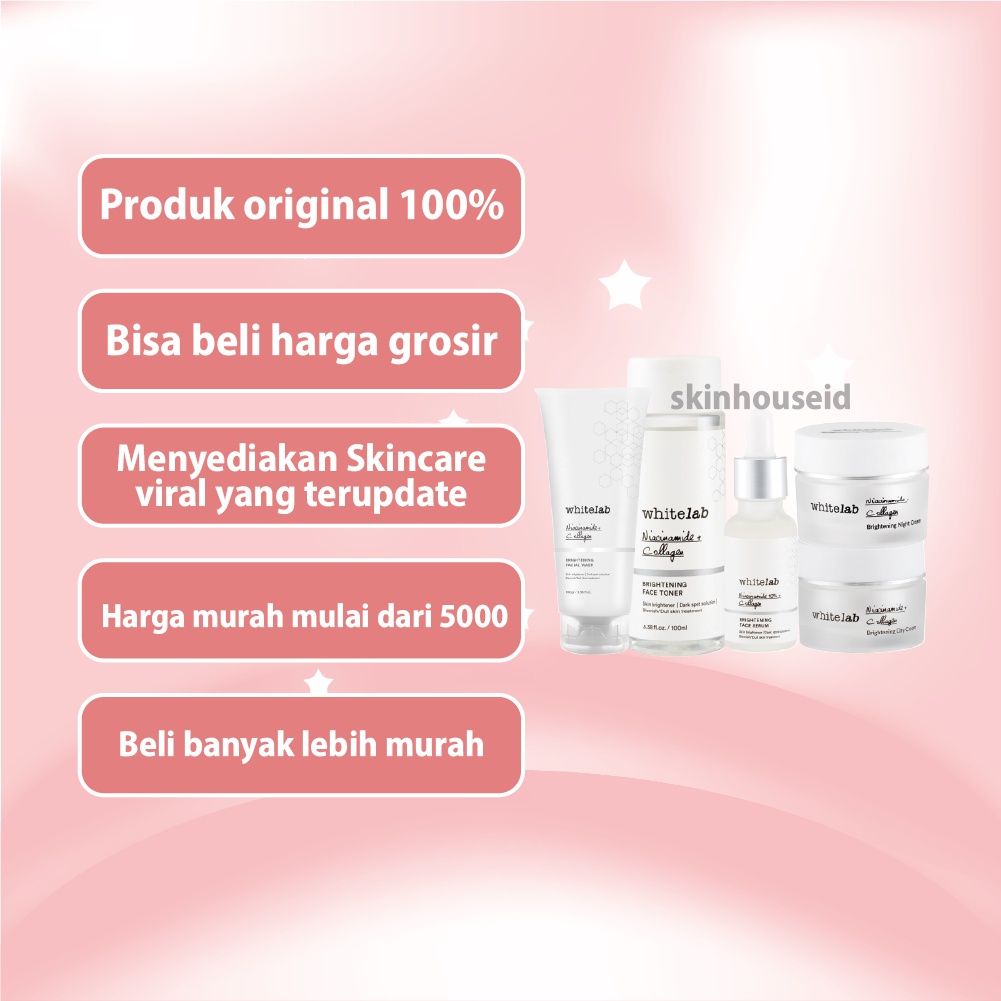 Skinhouseid Toner Whitelab Serum Niacinamide &amp; Collagen Paket Skincare Kecantikan Brightening Series BPOM