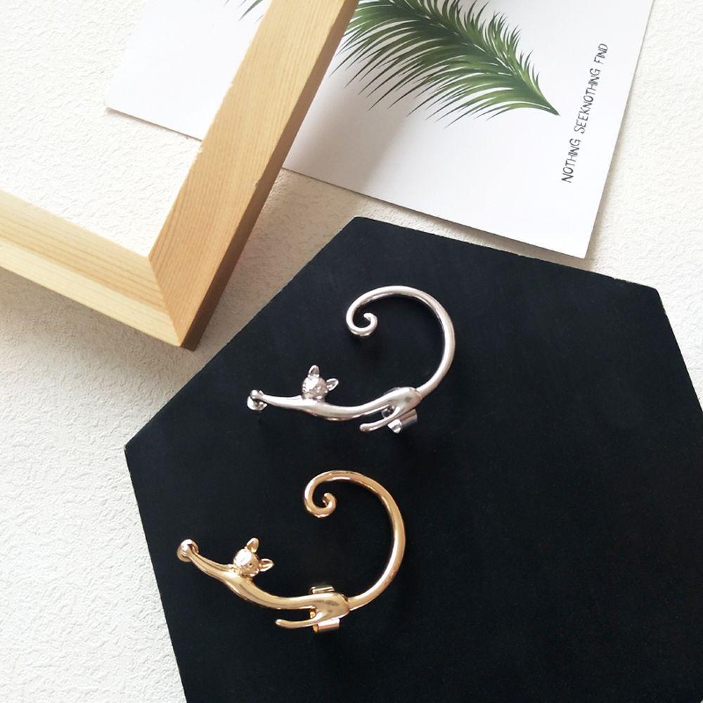 R-flower Ear Cuff Klip Gaya Punk Wanita Fashion Perhiasan Aksesoris Kartun Kucing Stud Earrings