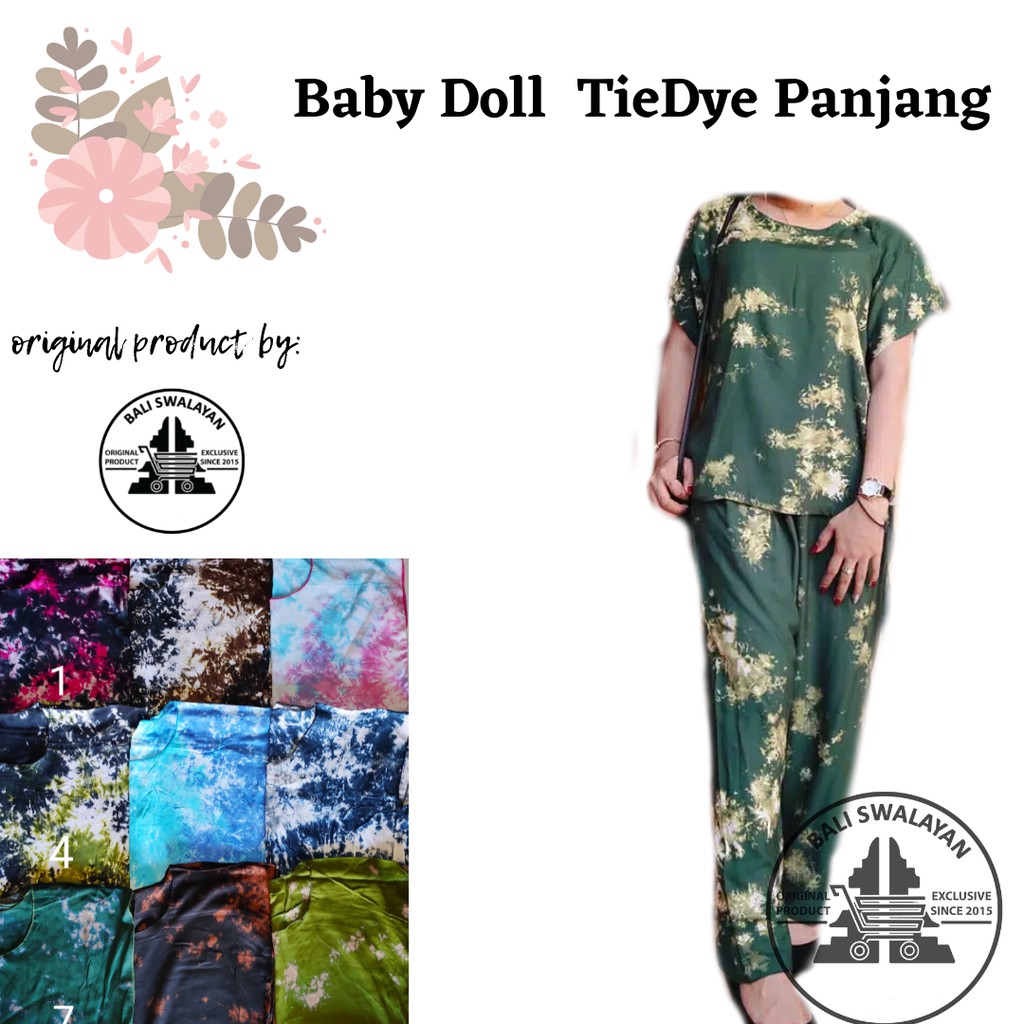Setelan Piyama Tie Dye Bali | Panjang | Pendek | Kulot Smoke | Babydoll Smoke Bali | One Set Pajamas